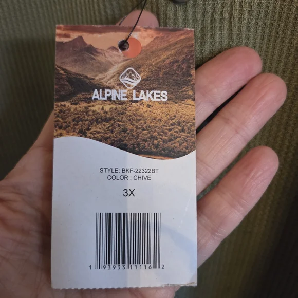 Alpine Lakes Olive Long Sleeve Henley Shirt - Picture 3 of 3